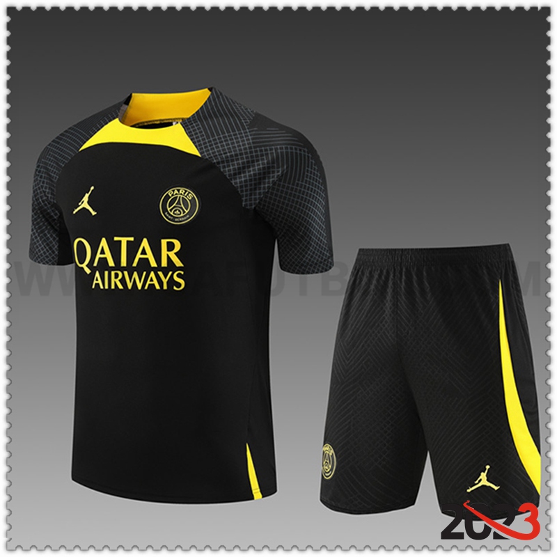 Camiseta Entrenamiento + Cortos Jordan PSG Ninos Negro/Amarillo 2023 2024