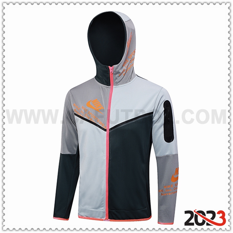 Chaqueta Con Capucha Nike Negro/Gris 2023 2024