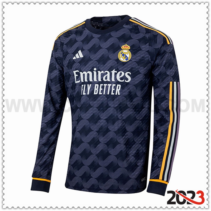 Segunda Camiseta Futbol Real Madrid Mangas largas 2023 2024