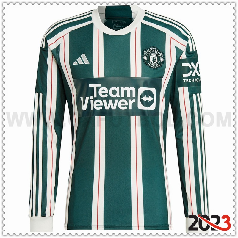 Segunda Camiseta Futbol Manchester United Mangas largas 2023 2024