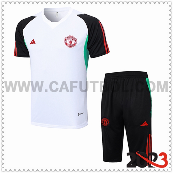 Camiseta Entrenamiento + Cortos Manchester United Blanco 2023 2024 -03