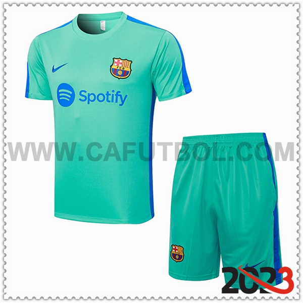 Camiseta Entrenamiento + Cortos FC Barcellona Verde 2023 2024 -03