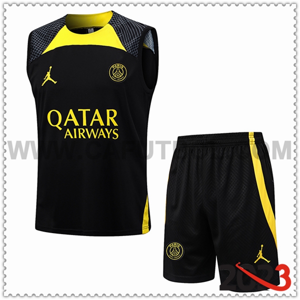 Camiseta Entrenamiento sin mangas + Cortos PSG Negro 2023 2024