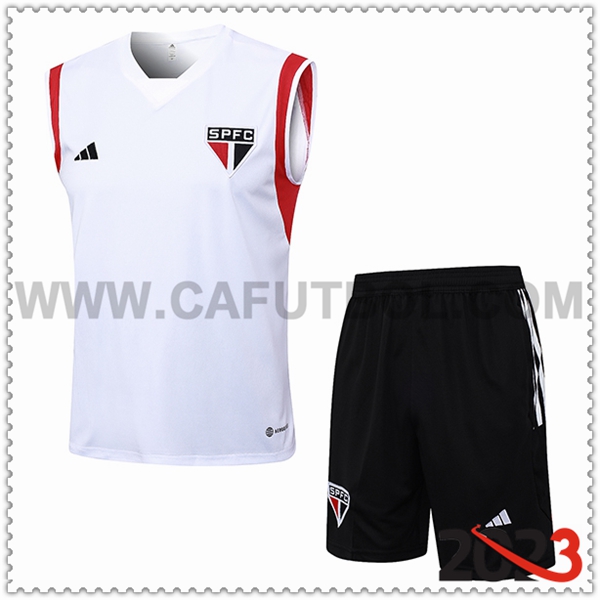 Camiseta Entrenamiento sin mangas + Cortos Sao Paulo FC Blanco 2023 2024 -02