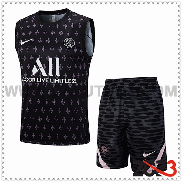 Camiseta Entrenamiento sin mangas + Cortos PSG Negro 2023 2024 -02