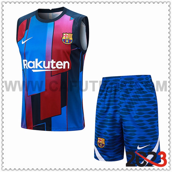 Camiseta Entrenamiento sin mangas + Cortos FC Barcellona Azul 2023 2024 -03