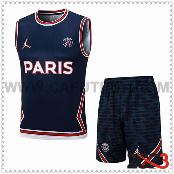 Camiseta Entrenamiento sin mangas + Cortos PSG Azul marino 2023 2024 -04