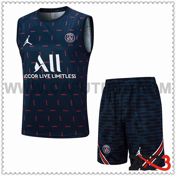 Camiseta Entrenamiento sin mangas + Cortos PSG Azul marino 2023 2024 -03