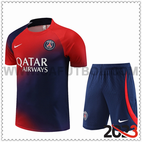 Camiseta Entrenamiento + Cortos PSG Rojo/Azul 2023 2024 -02