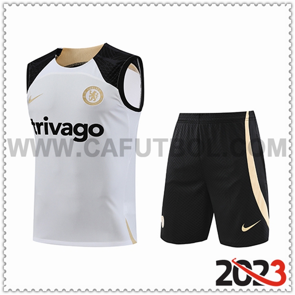 Camiseta Entrenamiento sin mangas + Cortos FC Chelsea Blanco 2023 2024 -03