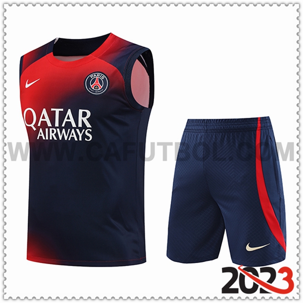 Camiseta Entrenamiento sin mangas + Cortos PSG Rojo/Azul 2023 2024 -02