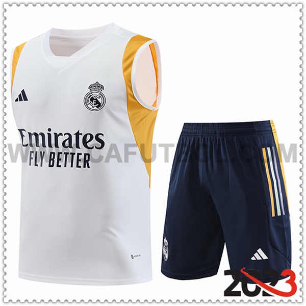 Camiseta Entrenamiento sin mangas + Cortos Real Madrid Blanco 2023 2024 -04