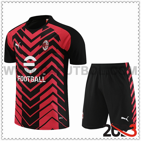 Camiseta Entrenamiento + Cortos AC Milan Rojo/Negro 2023 2024
