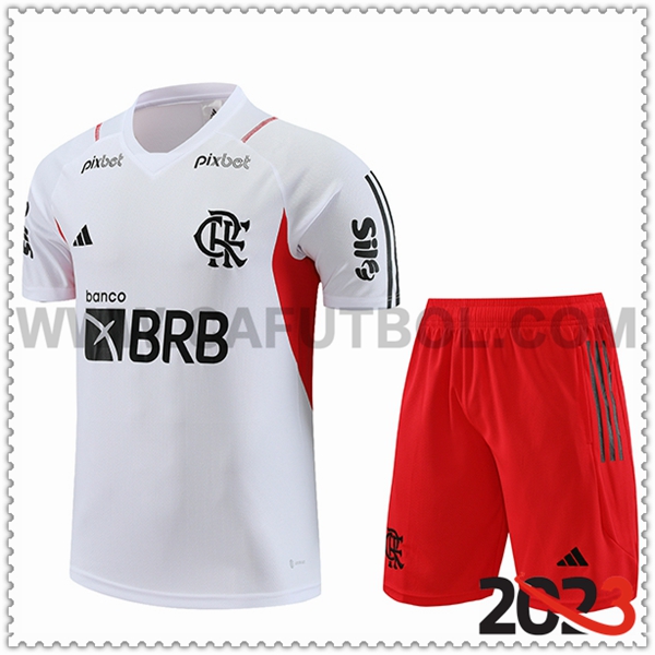 Camiseta Entrenamiento + Cortos Flamengo Blanco 2023 2024 -03