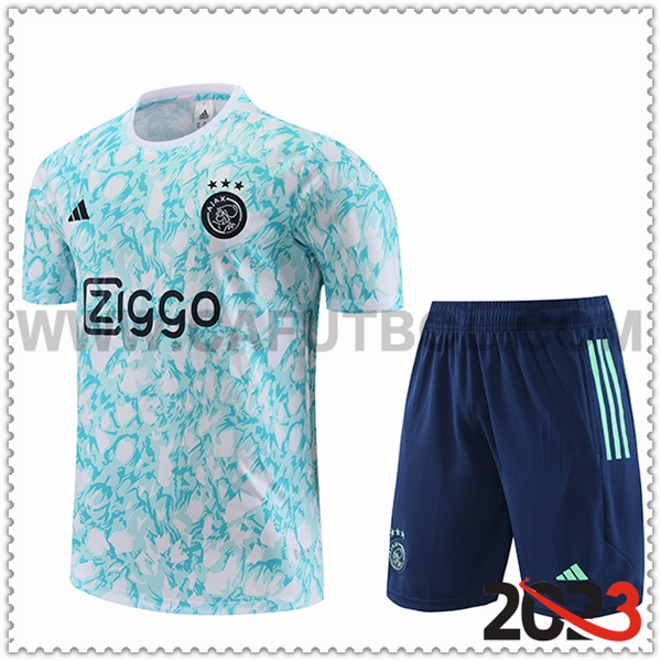 Camiseta Entrenamiento + Cortos Ajax Azul Claro 2023 2024 -02