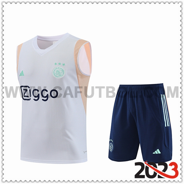 Camiseta Entrenamiento sin mangas + Cortos Ajax Blanco 2023 2024 -02