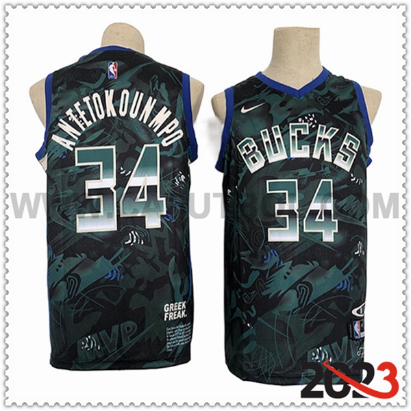 Camisetas Milwaukee Bucks (ANTETOKOUNMPO #34) 2023/24 Verde -02