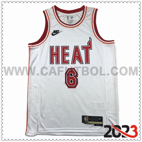 Camisetas Miami Heat (JAMES #6) 2023/24 Blanco -02