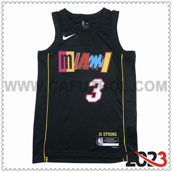 Camisetas Miami Heat (WADE #3) 2023/24 Negro -05