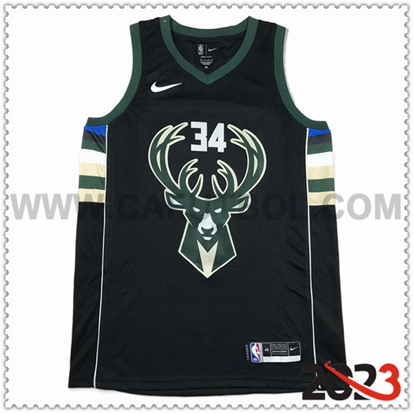 Camisetas Milwaukee Bucks (ANTETOKOUNMPO #34) 2023/24 Negro -03