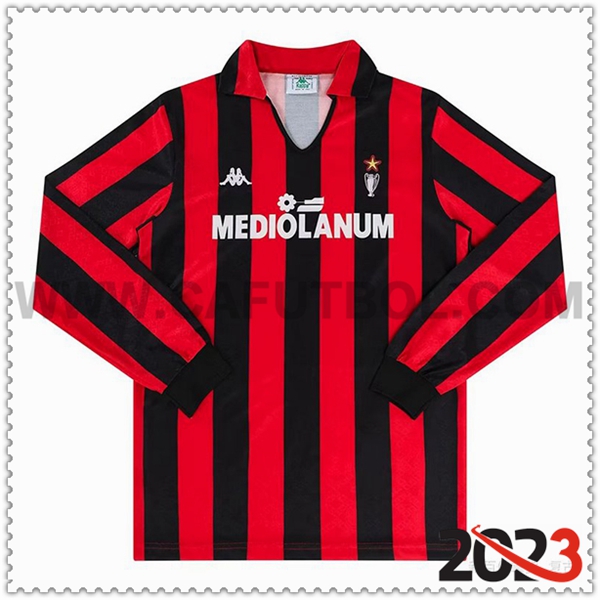 Primera Camiseta Retro AC Milan Mangas largas 1989/1990