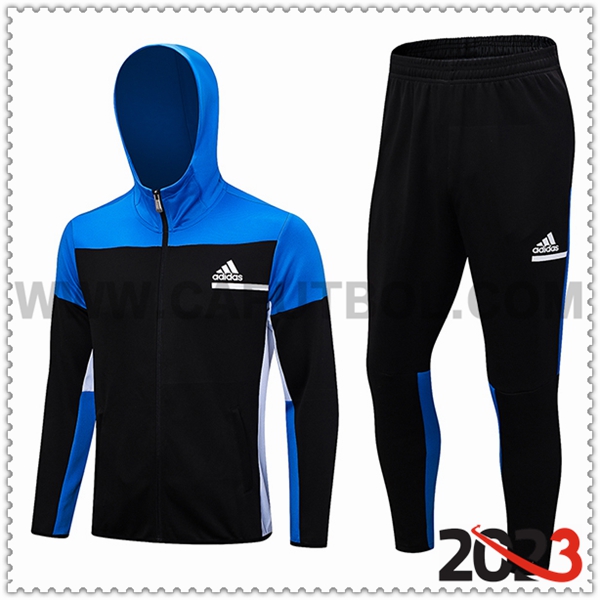 Chaqueta Con Capucha Chandal Rompevientos Adidas Negro/Azul 2023 2024