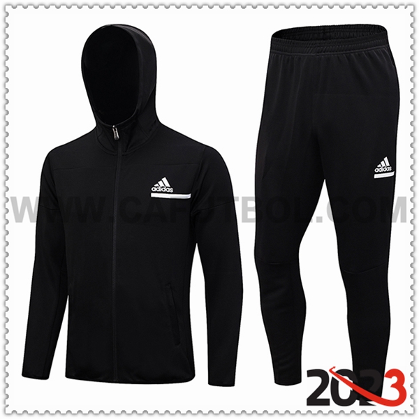 Chaqueta Con Capucha Chandal Rompevientos Adidas Negro 2023 2024