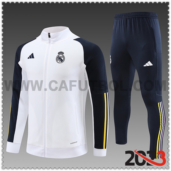 Chaqueta Chandal Futbol Real Madrid Ninos Blanco 2023 2024