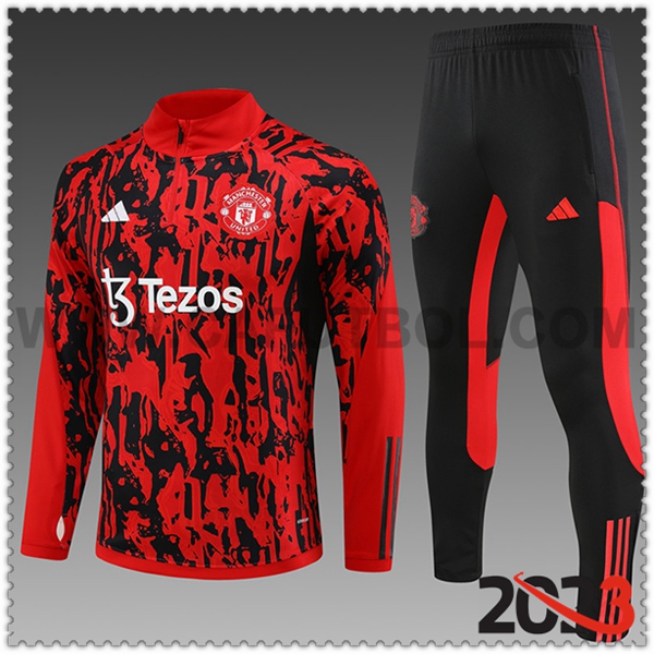 Chandal Futbol Manchester Ninos United Rojo/Negro 2023 2024