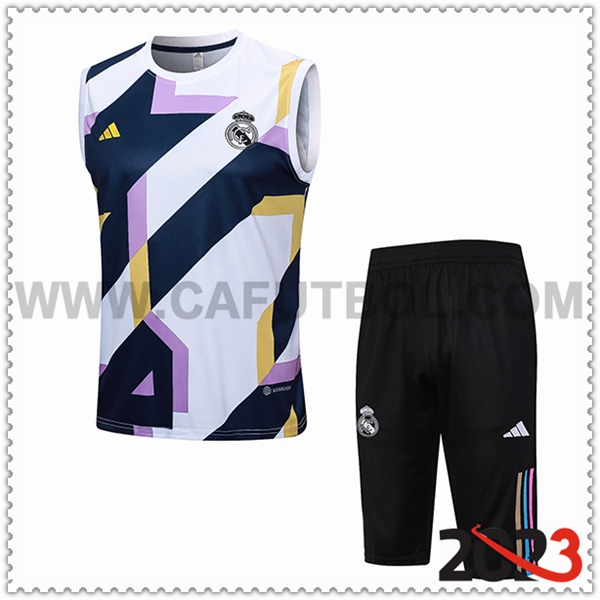 Camiseta Entrenamiento sin mangas + Cortos Real Madrid Blanco 2023 2024 -05