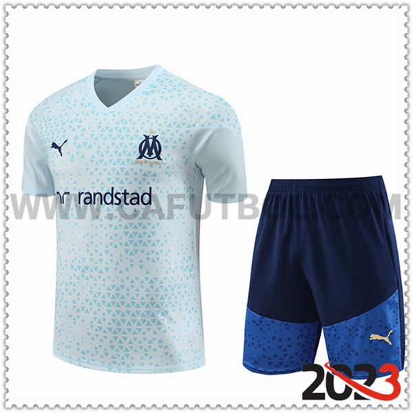 Camiseta Entrenamiento + Cortos Marsella Azul Claro 2023 2024 -02