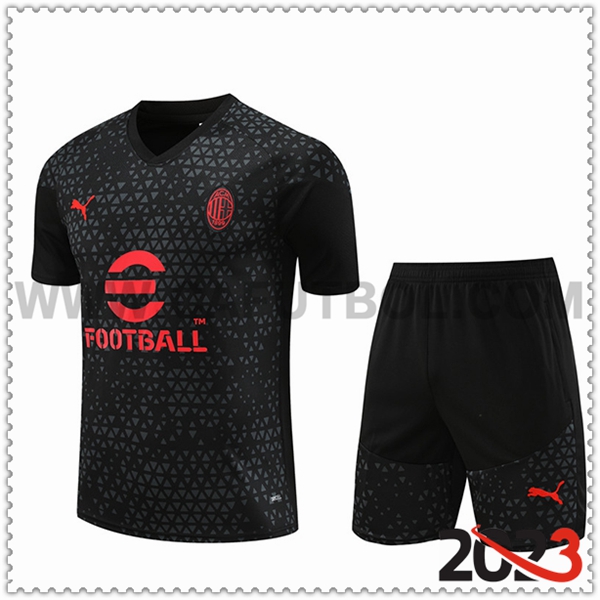 Camiseta Entrenamiento + Cortos AC Milan Negro 2023 2024