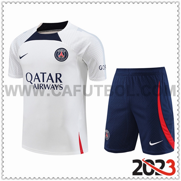 Camiseta Entrenamiento + Cortos PSG Blanco 2023 2024 -03