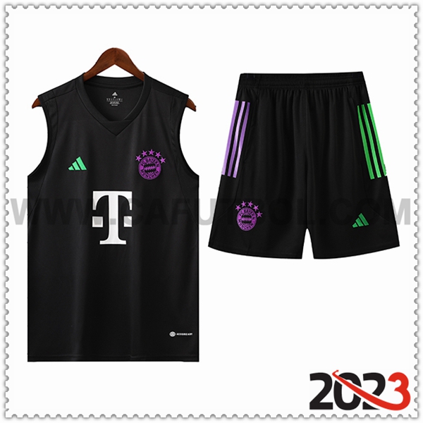 Camiseta Entrenamiento sin mangas + Cortos Bayern Munich Negro 2023 2024 -03