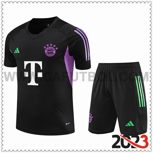 Camiseta Entrenamiento + Cortos Bayern Munich Negro 2023 2024 -05