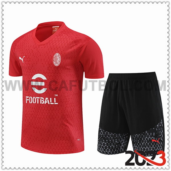 Camiseta Entrenamiento + Cortos AC Milan Rojo 2023 2024 -02