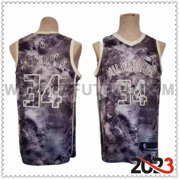 Camisetas Milwaukee Buckss (ANTETOKOUNMPO #34) 2023/24 Violeta