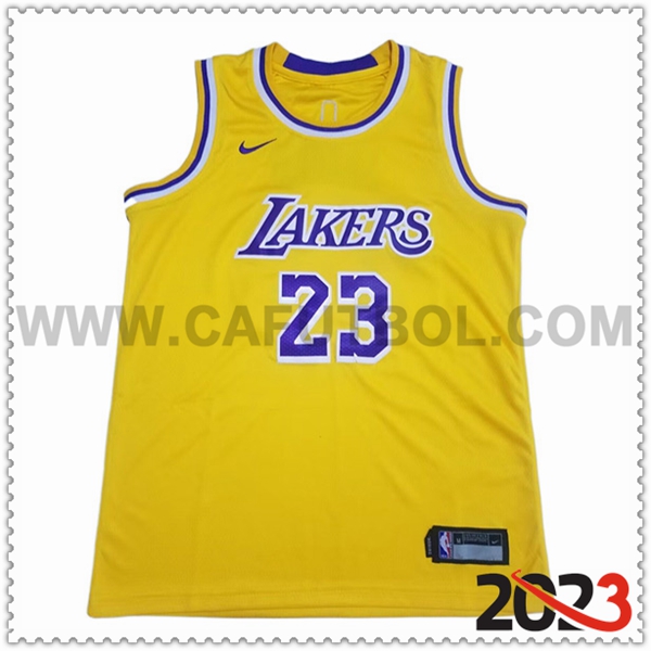 Camisetas Los Angeles Lakers (JAMES #23) 2023/24 Amarillo -02