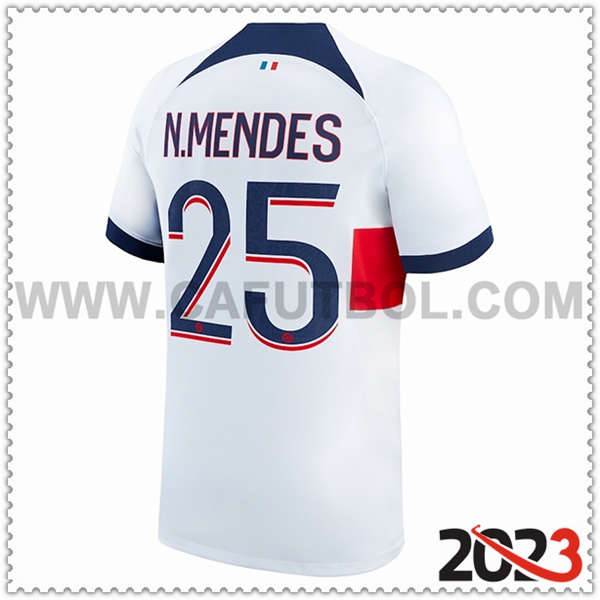 Segunda Camiseta Futbol PSG N.MENDES #25 2023 2024