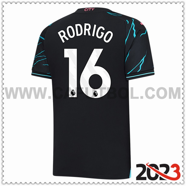 Tercera Camiseta Futbol Manchester City RODRIGO #16 2023 2024