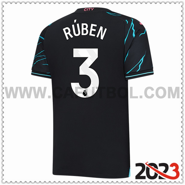 Tercera Camiseta Futbol Manchester City RÚBEN #3 2023 2024