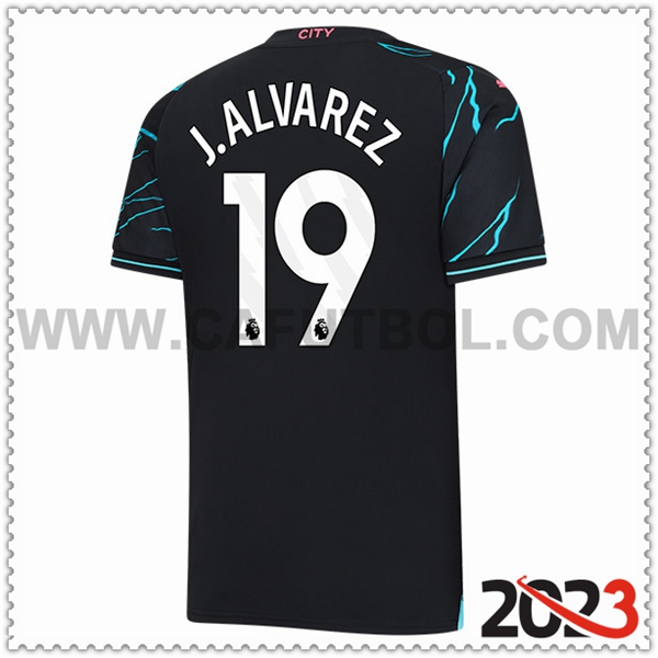 Tercera Camiseta Futbol Manchester City J.LVAREZ #19 2023 2024