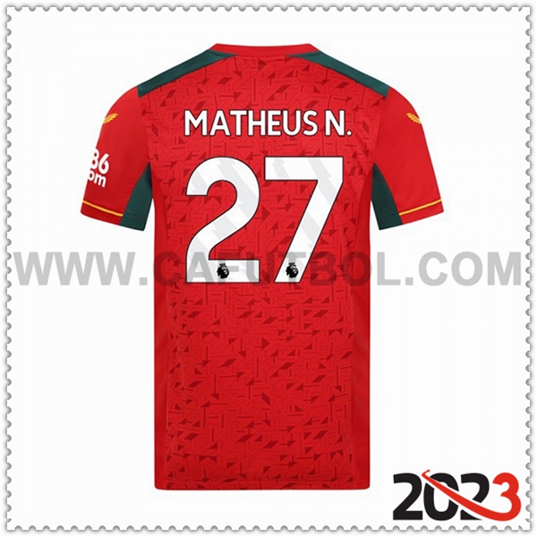 Segunda Camiseta Futbol Wolves MATHEUS N. #27 2023 2024