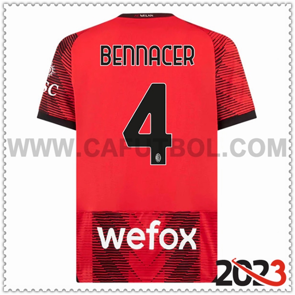 Primera Camiseta Futbol AC Milan BENNACER #4 2023 2024