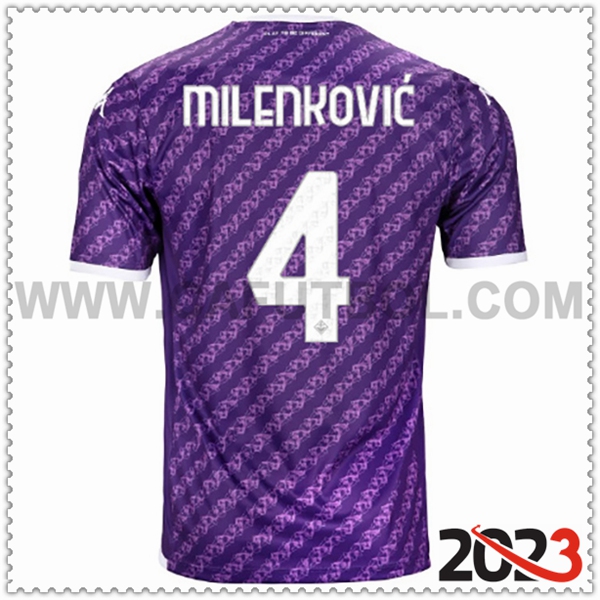 Primera Camiseta Futbol ACF Fiorentina MILENKOVIC #4 2023 2024