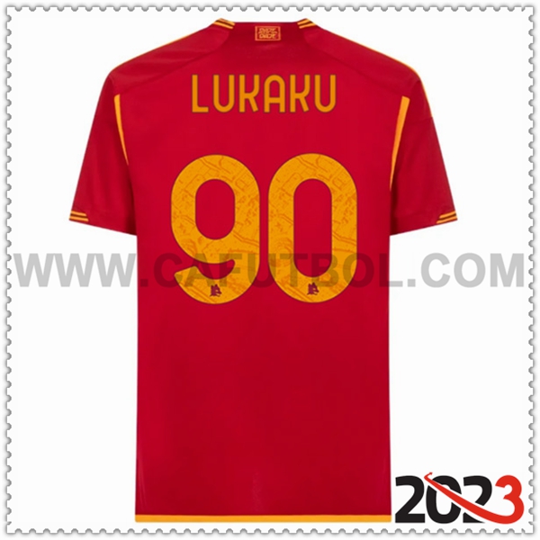 Primera Camiseta Futbol AS Roma LUKAKU #90 2023 2024