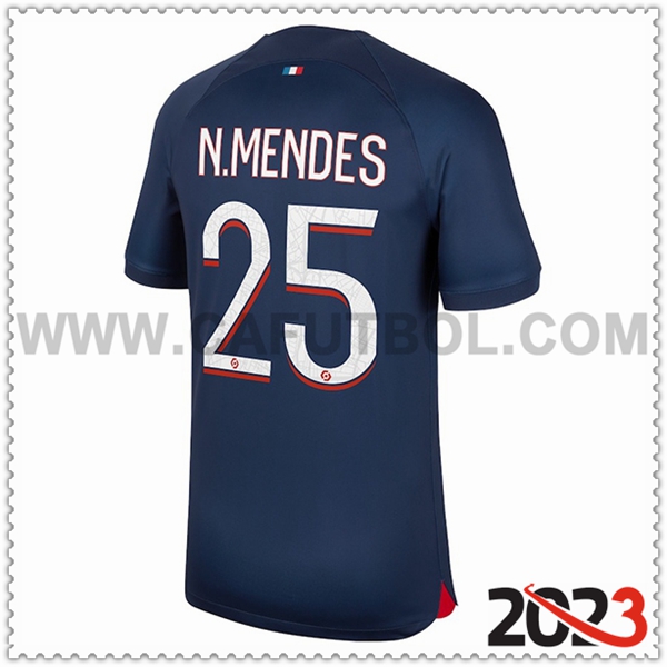 Primera Camiseta Futbol PSG N.MENDES #25 2023 2024