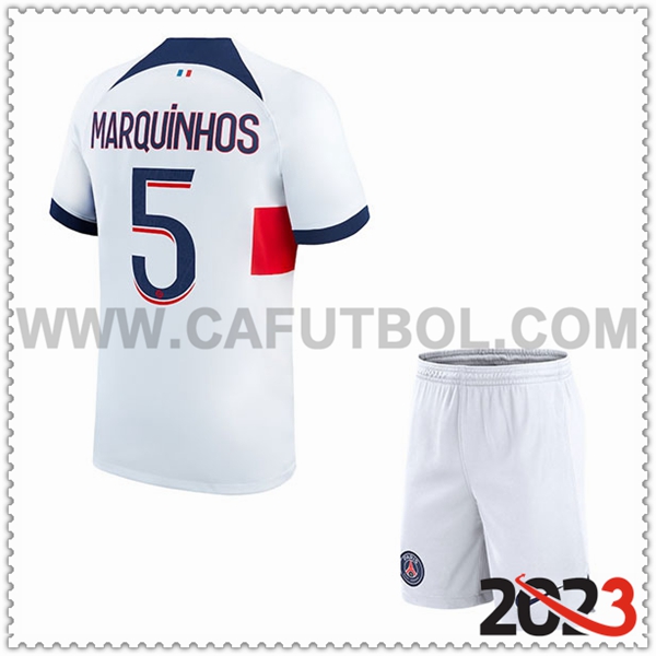 Segunda Equipacion del PSG MARQUINHOS #5 Ninos 2023 2024