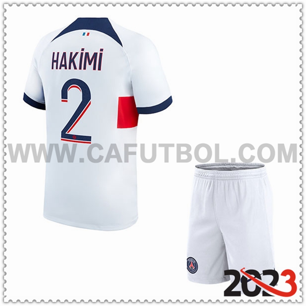 Segunda Equipacion del PSG HAKIMI #2 Ninos 2023 2024