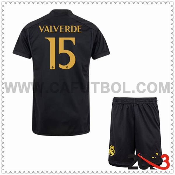 Tercera Equipacion del Real Madrid VALVERDE #15 Ninos 2023 2024